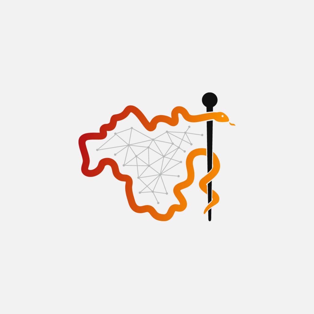 Stilisiertes Bild von Franken mit Netzwerkknotenpunkten und einem medizinischen Symbol, das die TI-Modellregion darstellt.